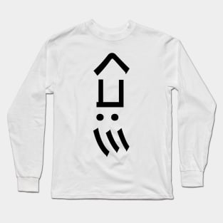 Squid Emoticon くコ:彡 Japanese Kaomoji Long Sleeve T-Shirt